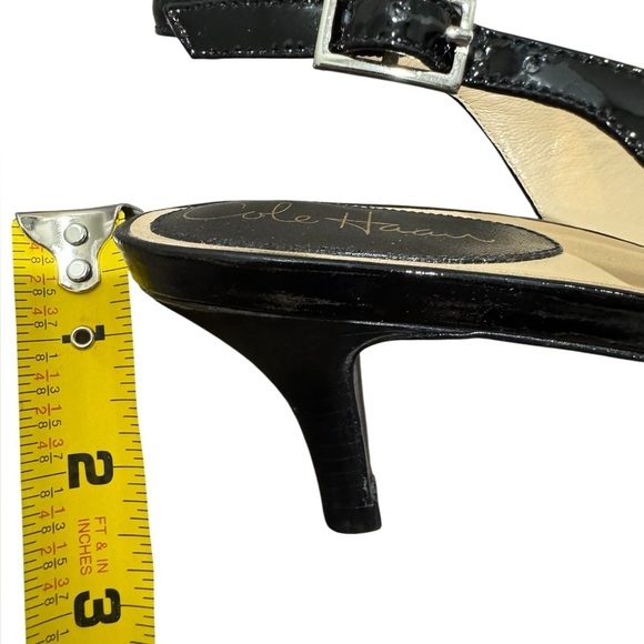 Cole Haun Glossy Black Slingback Heels with Peep Toe Size 8.5 B Patent Luxury - Picture 10 of 10